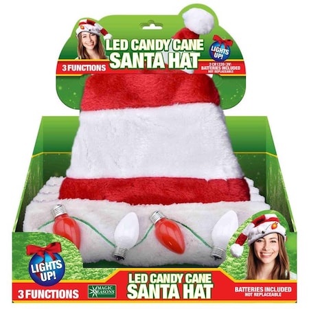 Magic Seasons LED HAT CNDY SNTA RD/WHITE 768171